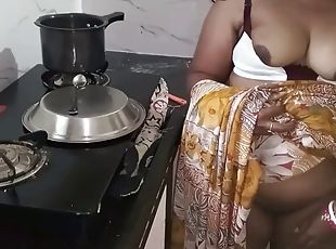 Devar bhabhi doggy style hardcore fuck in the kitchen with dirty ta...