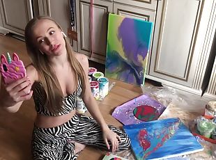 Playful artist Aislin masturbates alone