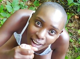 German black african teen at amateur outdoor pov fuck