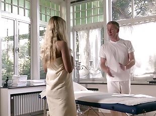 German  blonde  tits teen seduced at sex massage