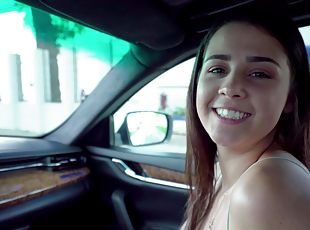 Sexy girlfriend Kylie Rocket teases in the car and gets fucked