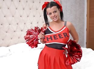 Horny MILF Nadia White in cheerleader's uniform riding a dick