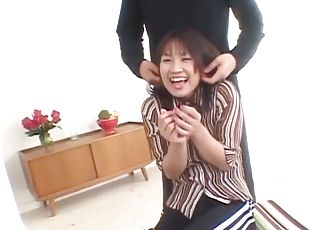 Japanese amateur chick having fun while being pleasured nicely