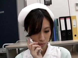 enfermera, japonés, cachonda, consolador, uniforme