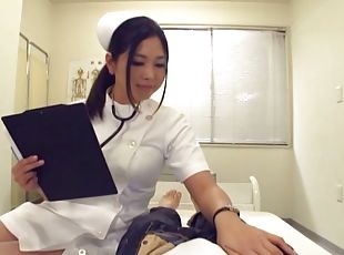 pielęgniarka, laski, japońskie, para, pov, świetne, uniform, kutas