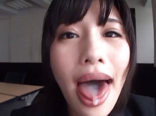 POV video of pretty Japanese girlfriend Ona Moe sucking a dick