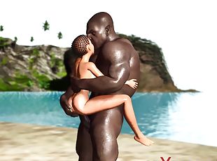 Hot sex on the beach! Big black man bangs a horny ebony on the sava...