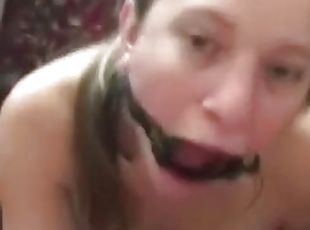 Ring gag blowjob