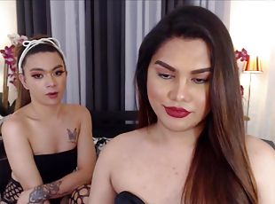 transsexual, lésbicas, quarto, langerie, webcam, engraçado, morena, privado