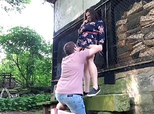 Chubby girlfriend and her boyfriend having a lot of fun outdoors in...
