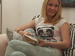 ados, petite-amie, blonde, belle, jeans