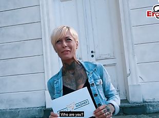 Skinny german tattoo milf at public flirt date fuck story