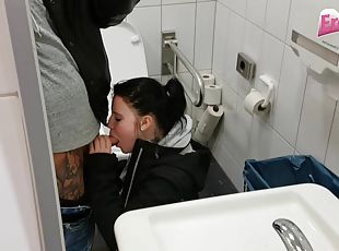 German public toilet blowjob with girlfriend