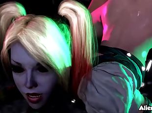 Hot ass blonde slut Harley Quinn hammered in the wet cunt and mouth...