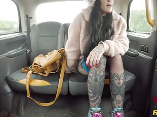 Tattooed Karma Synn enjoys hard sex games with a stranger in the car