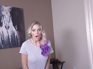 After a blowjob Kenzie Taylor got her tight pussy fucked on the bed