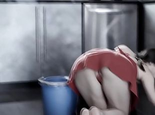 sexy housemaid gets her pussy pounded by her boss in the bathroom