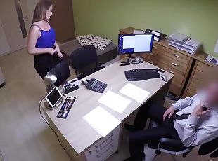Bad agent fucks good student girl and approves her documents
