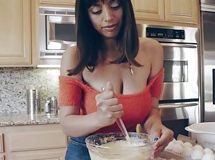 Hardcore missionary fuck in the kitchen and a cumshot for Ella Knox