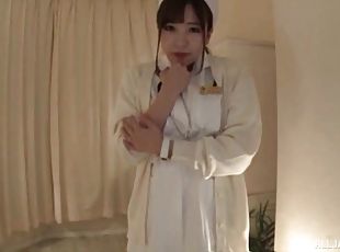 enfermera, japonés, con-los-dedos, uniforme