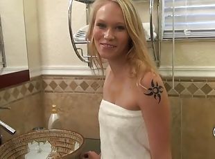 bading, babes, tenåring, pov, cum, blond, tattoo