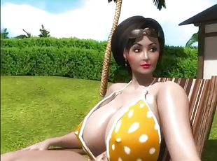 كبيرة-الثدي, صديقة, 3d, كبيرة-الثدي-busty, حديقة