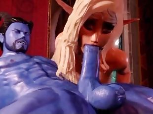 A blue hunk gives  devil babe Arianna a lot of sexual pleasure.