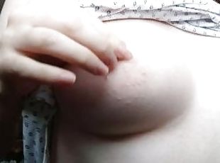 POV: playful mommy touches her breasts with big nipples and shows h...