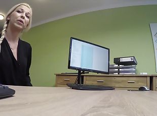 First porn casting of Karol in office of loan manager