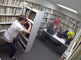 Aubrey Sinclair lets a fellow fuck her in a library