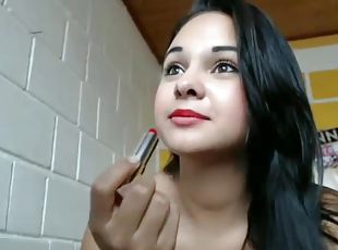 Busty teen fucks herself good with a dildo on webcam