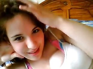 onani, teenager, liderlig, webcam, solo, brunette, ben, spredende