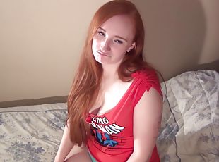 Nervous New Redhead Masturbating