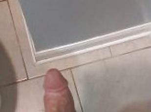 Thick cock cum in bathroom