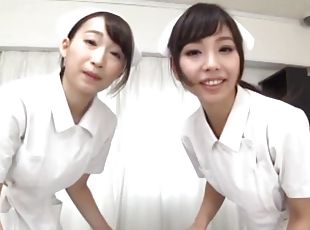 sjuksköterrska, japansk, trekant, pov, uniform, kuk