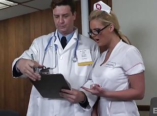 okulary, pielęgniarka, doktor, hardcore, gwiazda-porno, para, brudne, uniform