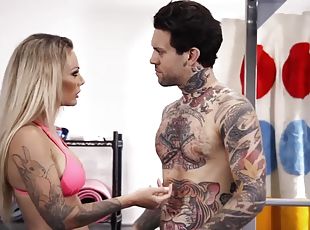 Aussie blonde isabelle deltore gets a cum on her tattoo