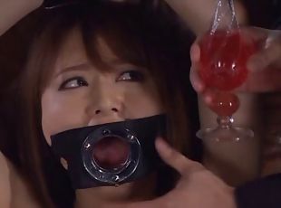 Kinky fetish fun where an Asian girl is bound, gagged and toyed