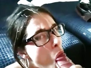 gafas, amateur, mamada, chorro-de-corrida, hardcore, casero, pareja, facial, webcam