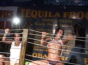 borracha, al-aire-libre, fiesta, amateur, húmedo, realidad, topless