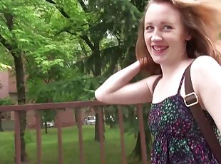 GERMAN SCOUT - REAL GINGER COLLEGE TEEN SEDUCE TO ANAL AT PUBLIC CA...