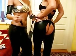 Webcam latex fetish video with two sexy slim cuties