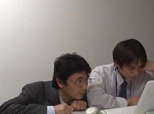 Breathtaking Asian dame getting hammered hardcore doggystyle in the office