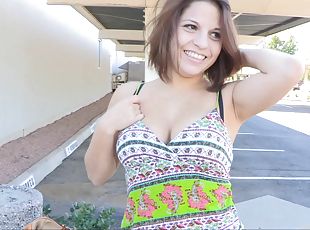She Flashes Her Perky Tits and Tight, Hot Ass in Public