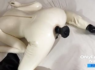 Rubberdoll Natallien - anal dildo play with latex condom suit - Onl...