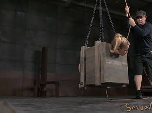 Boxed slave drilled hardcore roughly in BDSM porn shoot