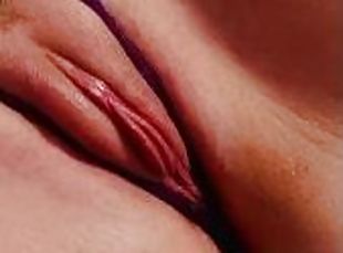 Close up rubbing my puffy pink pussy to throbbing orgasm w/ fuzzy g...