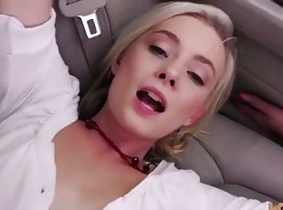 Skinny Maddy Rose hitchhiking and having sex in the backseat