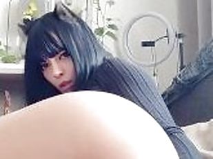 Goth Girl fucking herself with dildo and cumming (full vid on my Ma...