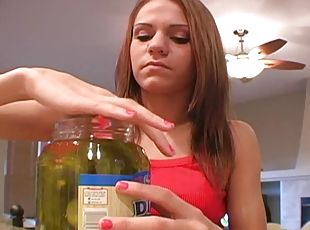 Hot Teen Eating Pickles As If They Were Hard Cocks